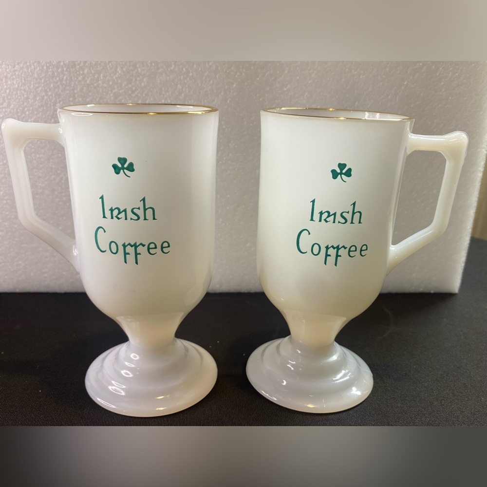 Irish Coffee Mugs with Green Shamrock Design